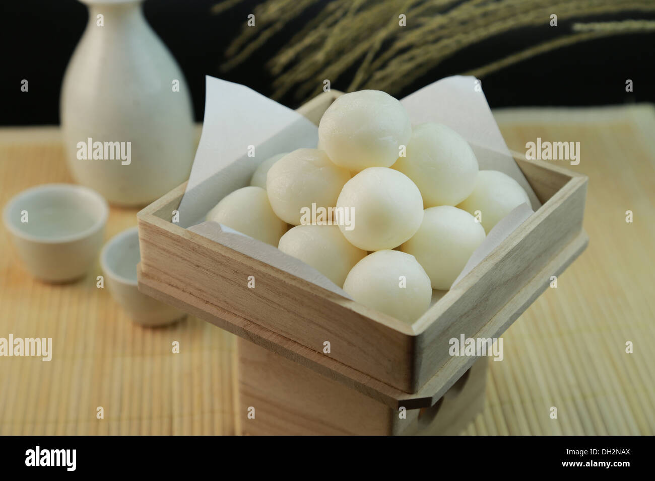 Tsukimi-dango (Japanese dumplings for moon viewing) Stock Photo