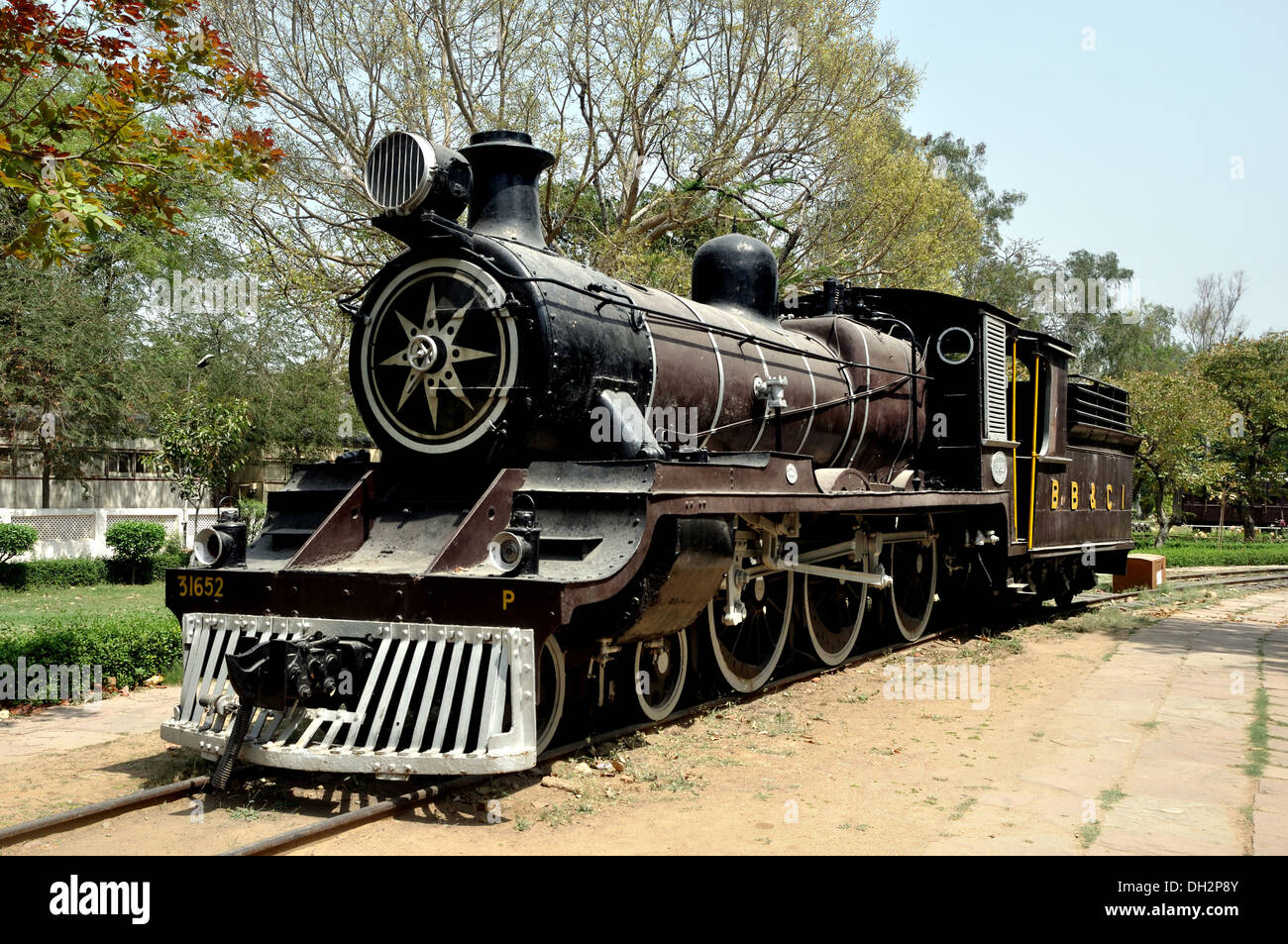 old train steam engine at railway museum Delhi India Stock Photo
