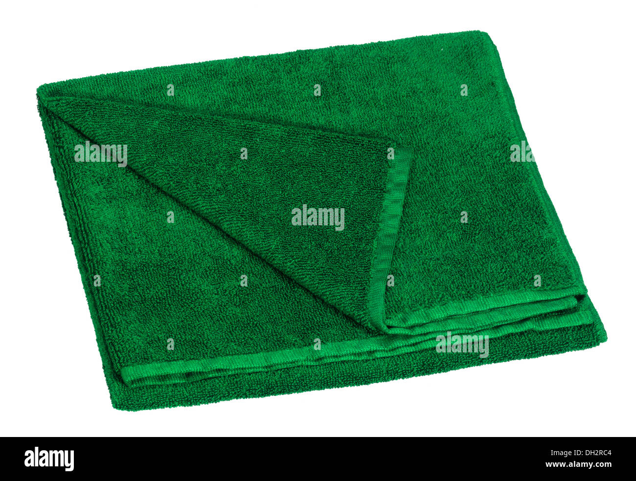 a green towel in white back Stock Photo
