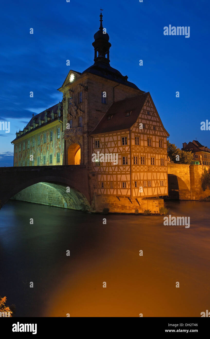 Bamberg, Altes Rathaus, Old Town Hall at Dusk, UNESCO World Heritage ...