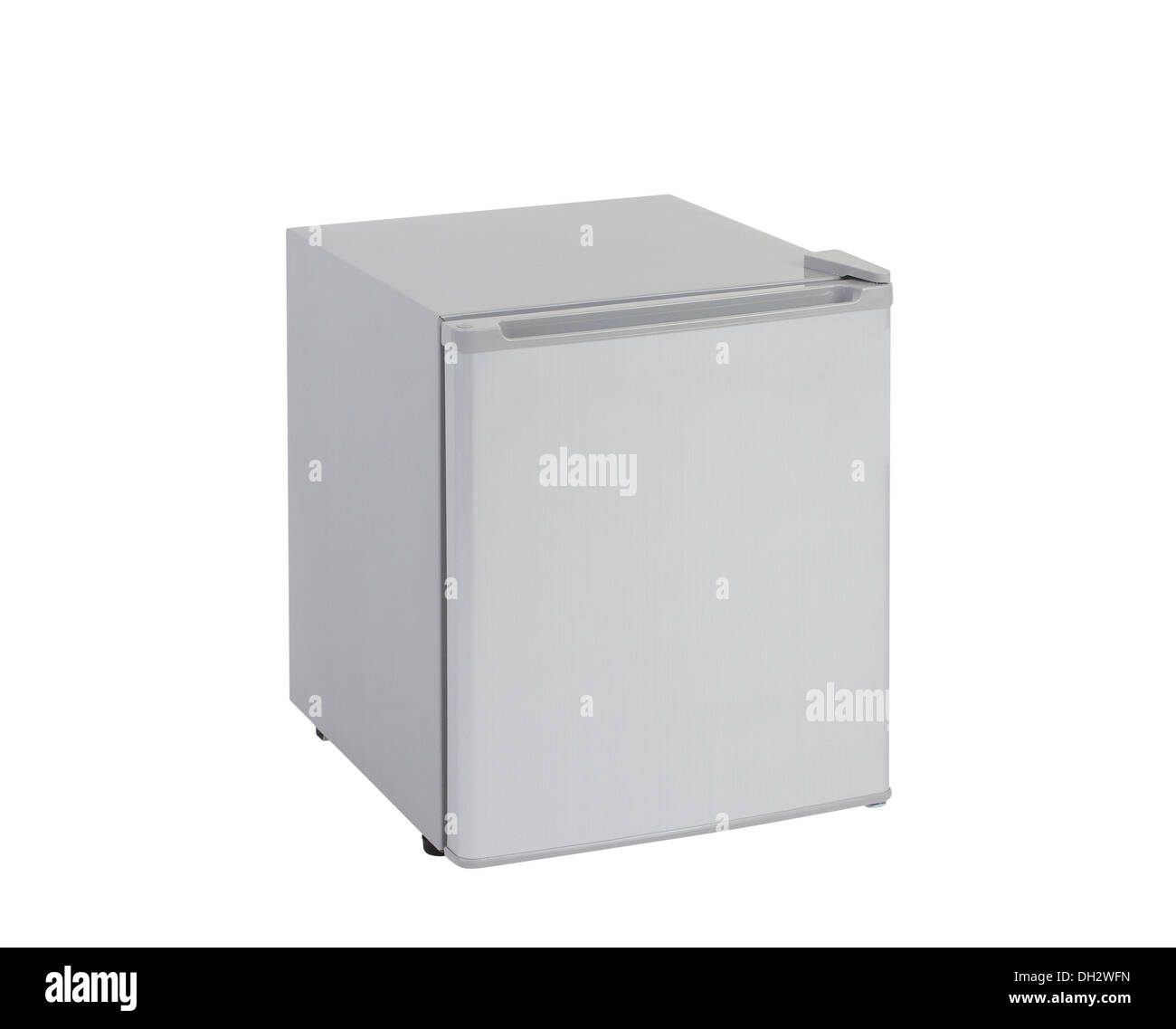 Small gray refrigerator isolated on white background Stock Photo