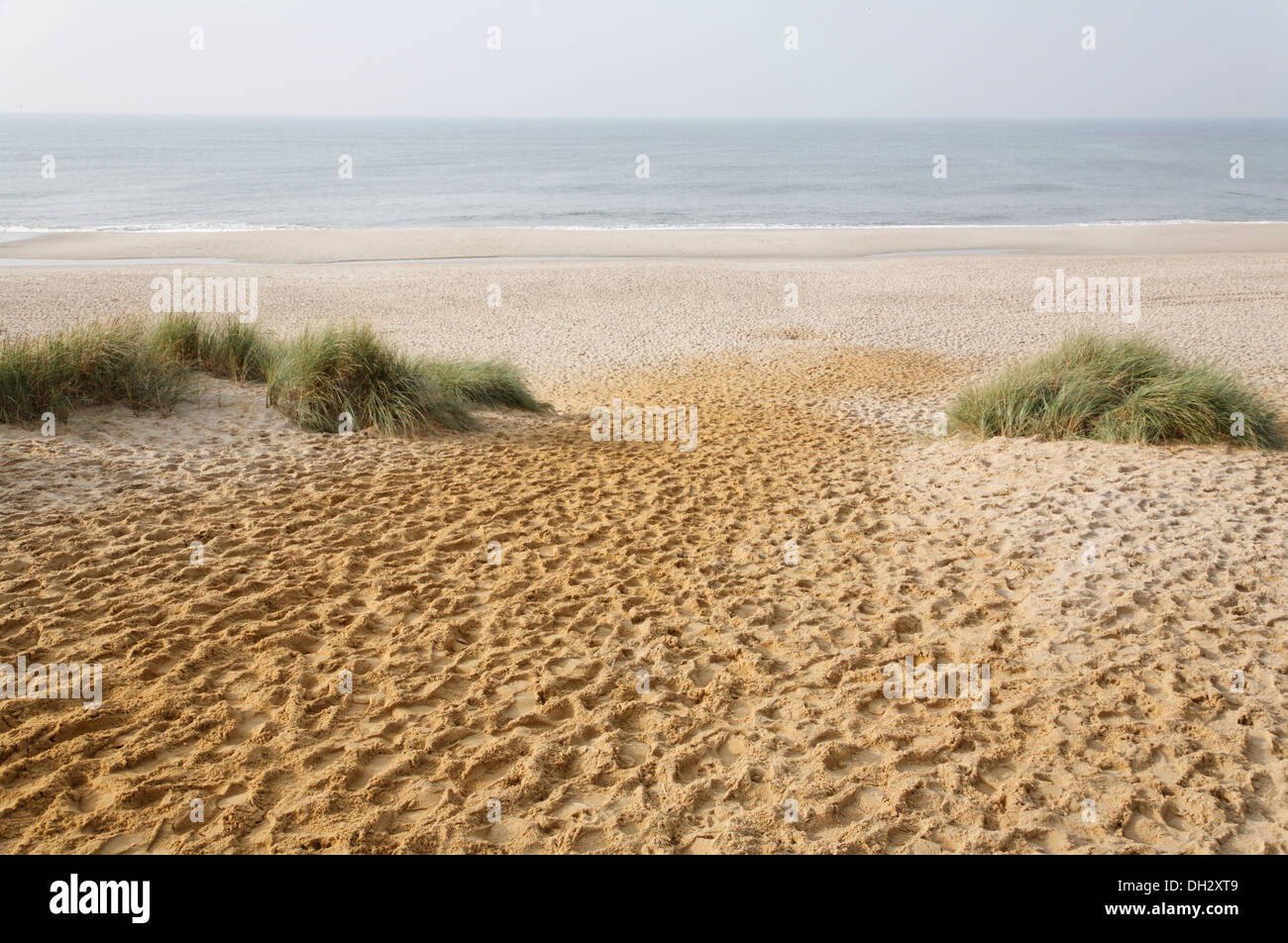 Germany, Schleswig-Holstein, Sylt, sandy beach close 'Red Cliff' footsteps, Deutschland, Schleswig-Holstein, Sylt, Sandstrand Stock Photo