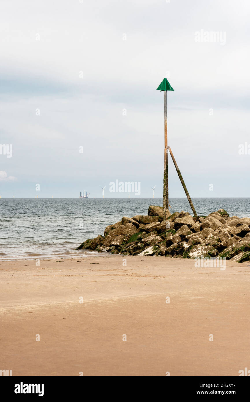 Beach at Old Colwyn-Colwyn Bay, North Wales. Stock Photo