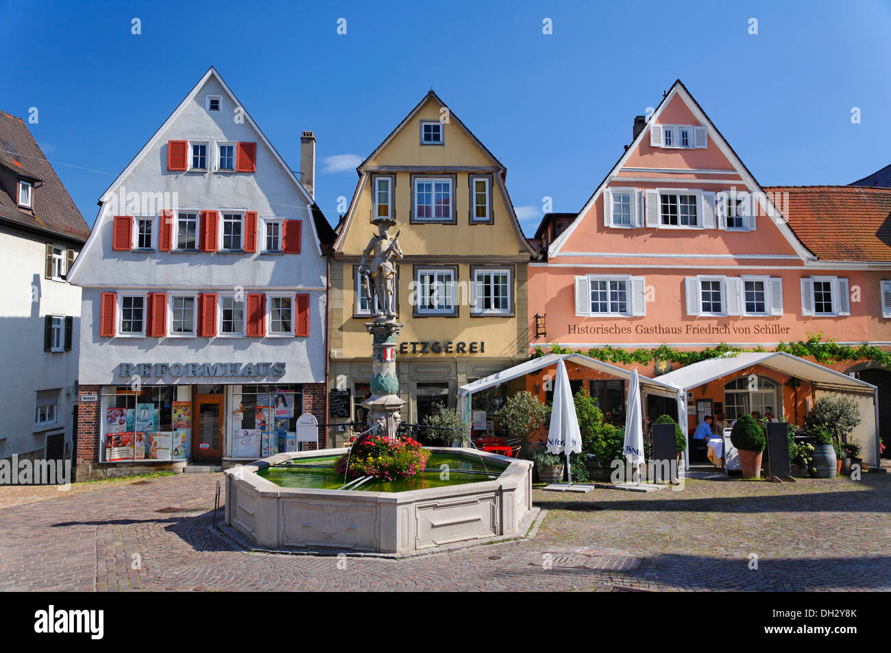 Germany, BadenWuerttemberg, Bietigheim, houses, fountains, Deutschland