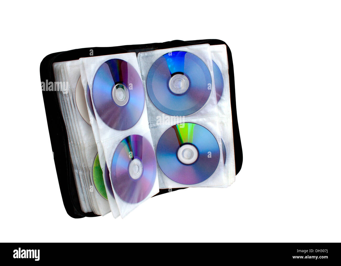 Left side view of compact disk holder Stock Photo