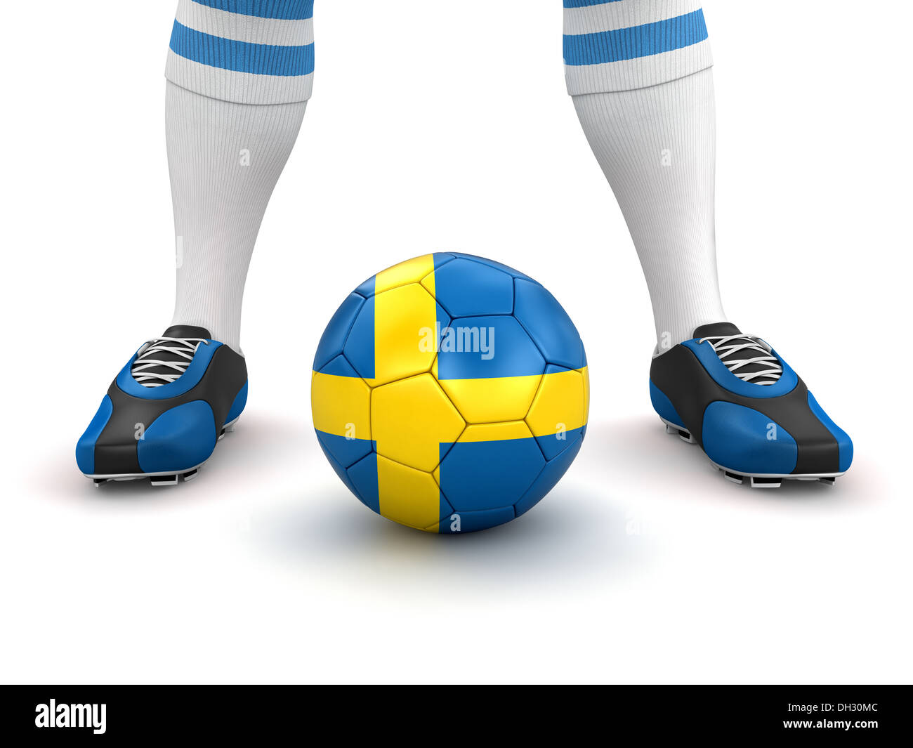 Man and soccer ball  with Swedish flag (clipping path included) Stock Photo