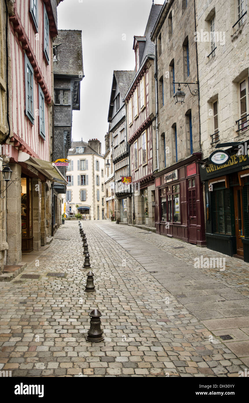 Medieval buildings in Quimper town center Brittany France Stock Photo