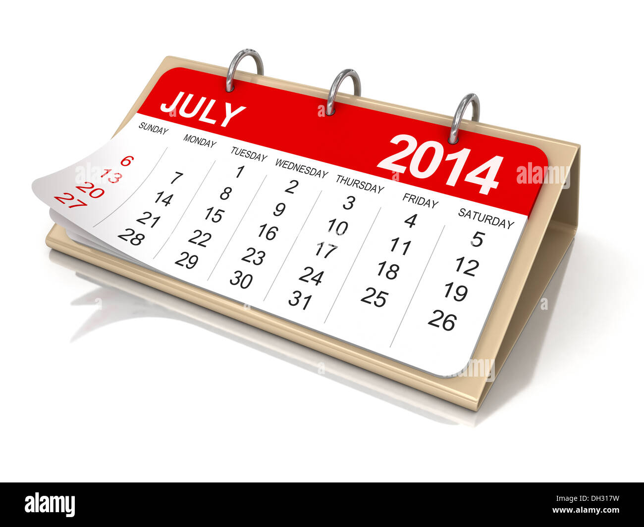 Calendar - July 2014 (clipping path included Stock Photo - Alamy