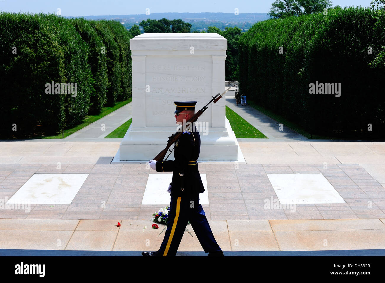 The Tomb of the Unknown Soldier in Arlington National Cemetery Stock Photo