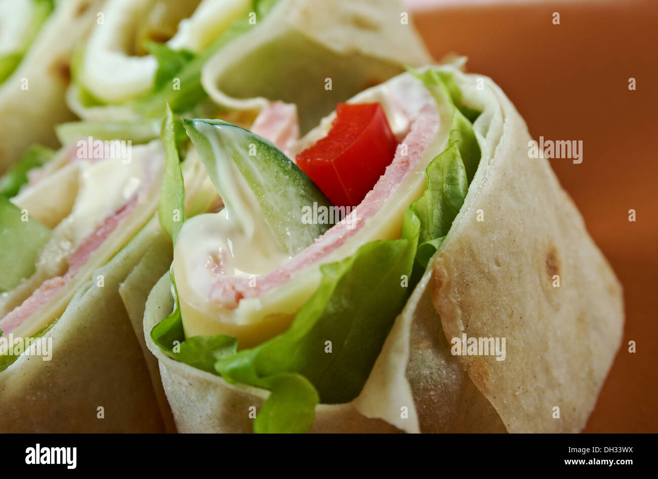 sandwich pita bread roll with cheese Stock Photo Alamy