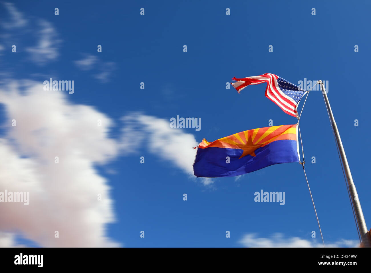 Flags of the United States and the Navajo Stock Photo