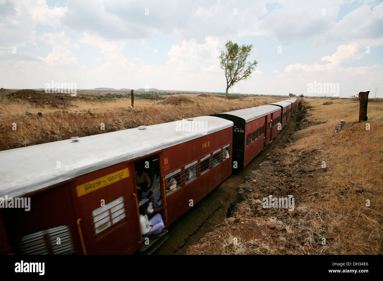 top view of passenger train passing through Miraj Maharashtra India Asia Stock Photo