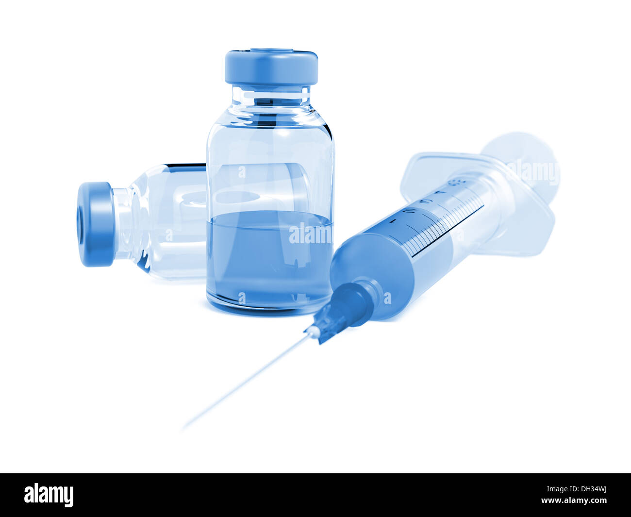 Medical Ampoules and Syringe Isolated on White. Stock Photo