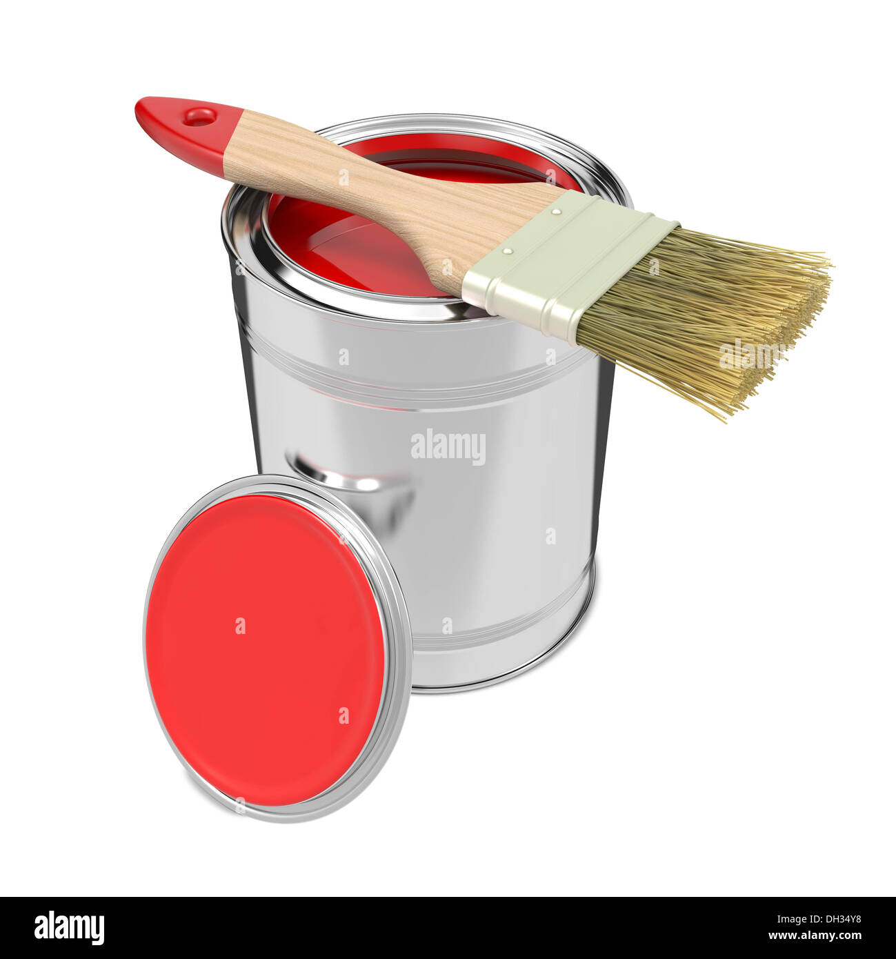 Colorful Paint Can with Paintbrush Stock Photo - Alamy