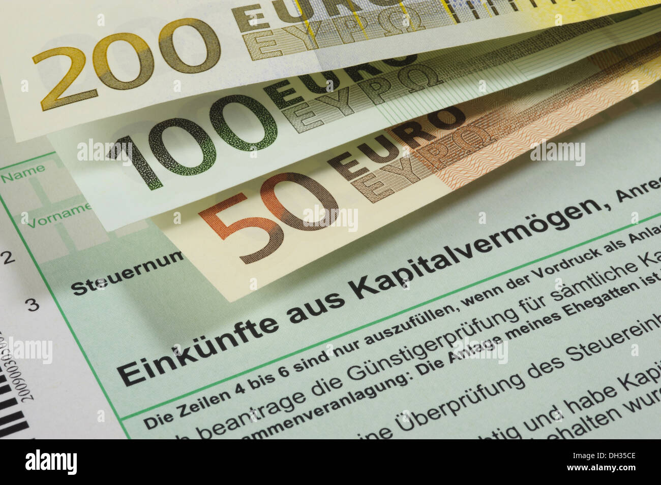 german tax form and euro cash Stock Photo
