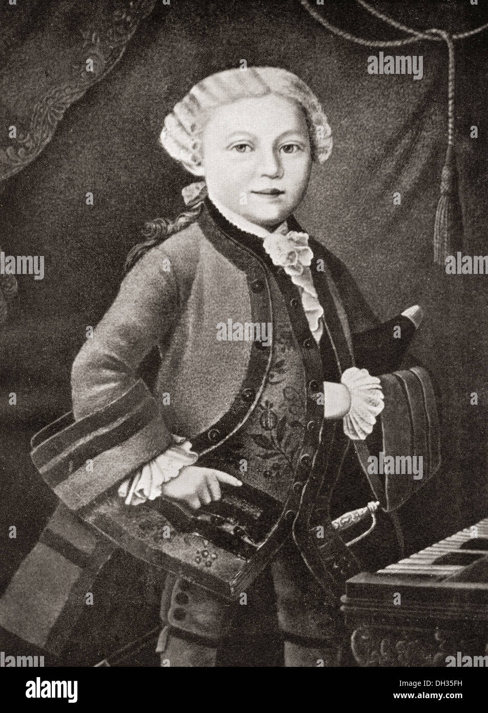 Wolfgang Amadeus Mozart, 1756 - 1791, as a child. Austrian composer and musician. Stock Photo