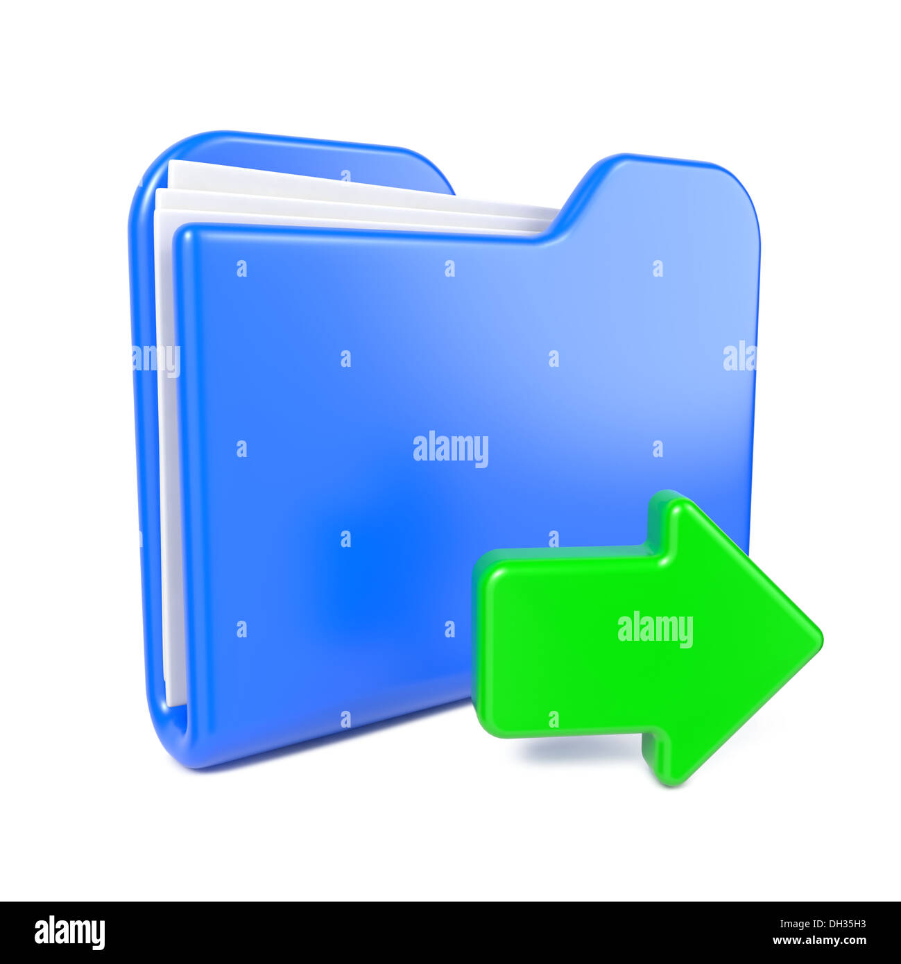 Blue Folder with Green Arrow Stock Photo Alamy
