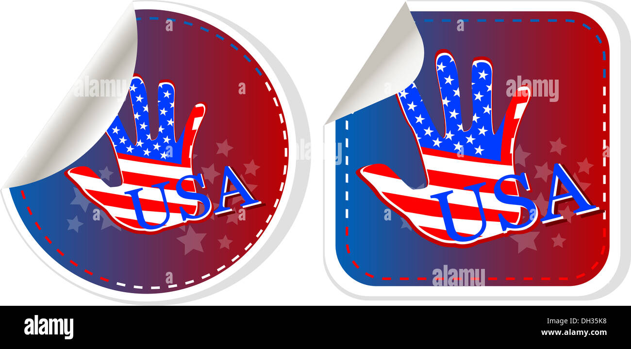 Us Commerce Sticker Set of USA stickers label tag Stock Photo - Alamy