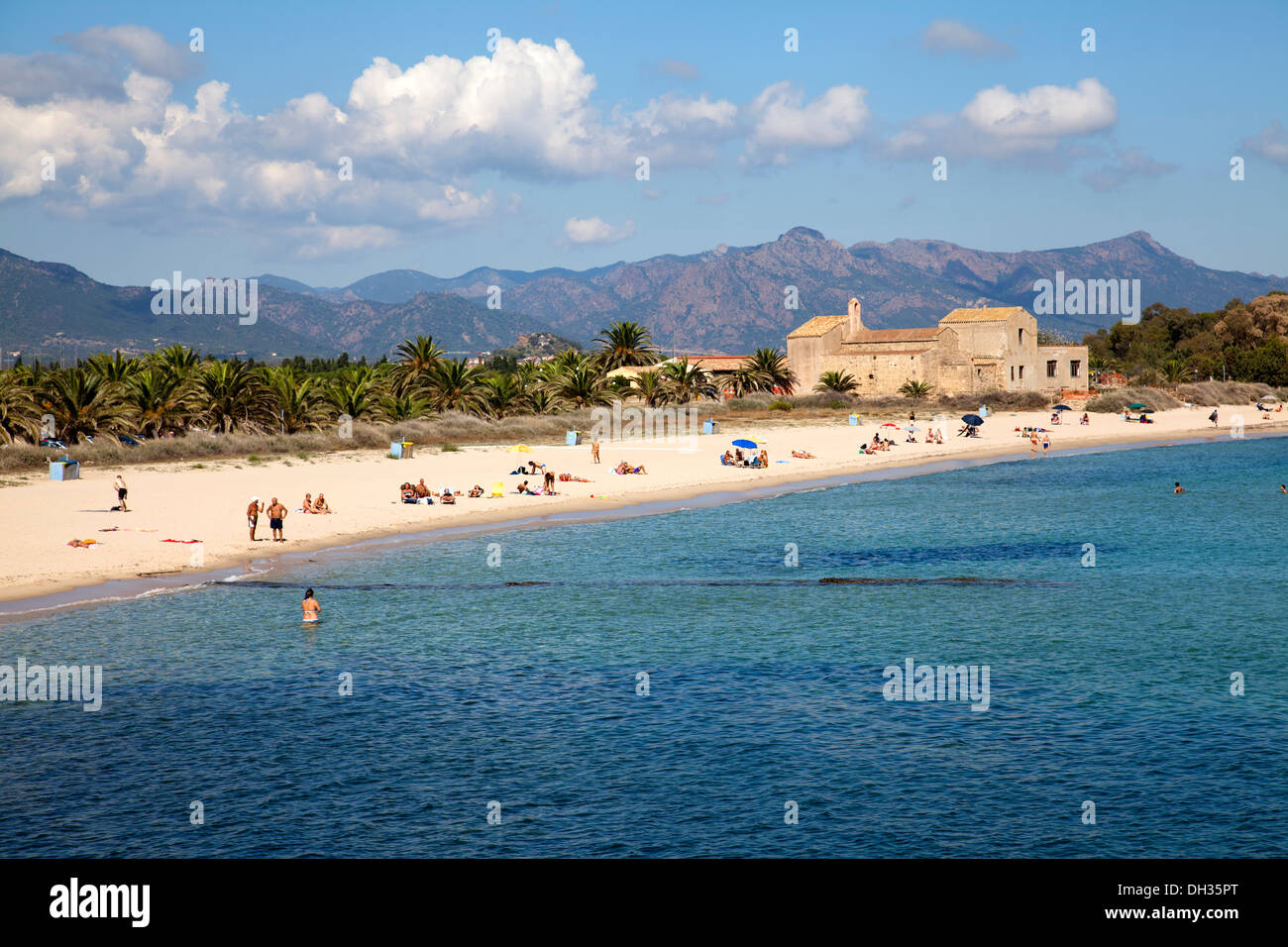 Nora Beach in District of Pula in Sardinia Stock Photo
