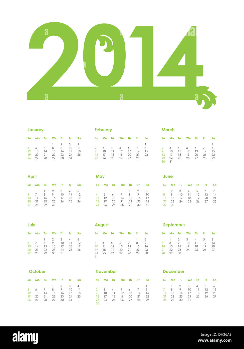 2014 year vector calendar Stock Photo - Alamy