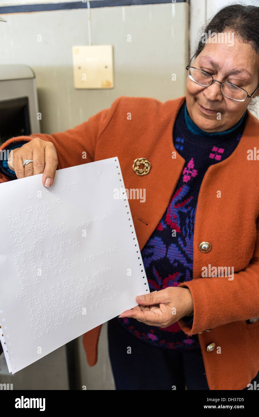 South Africa, Cape Town. Showing a Page from a Braille Printer. Athlone School for the Blind. Stock Photo