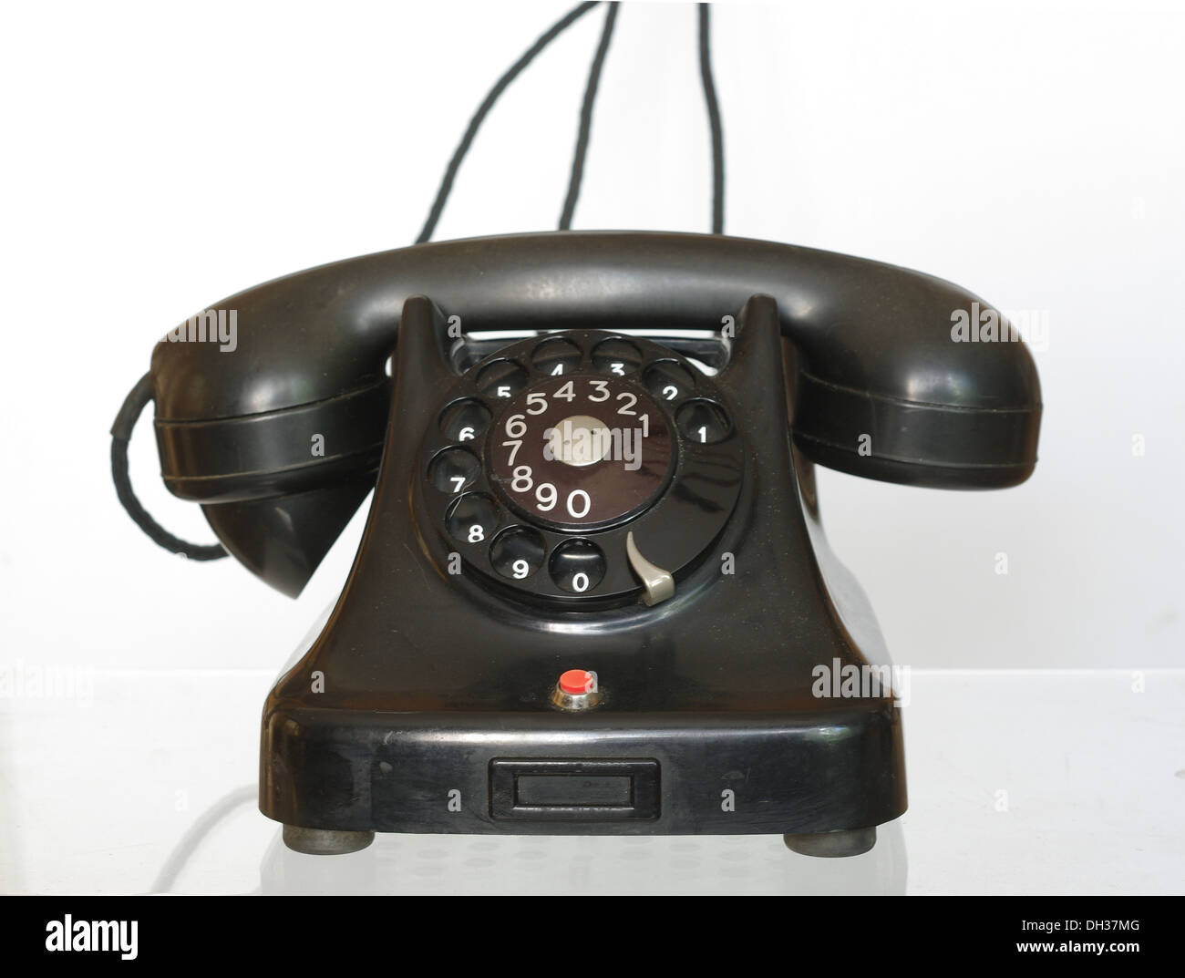 old black telephone on white background Stock Photo