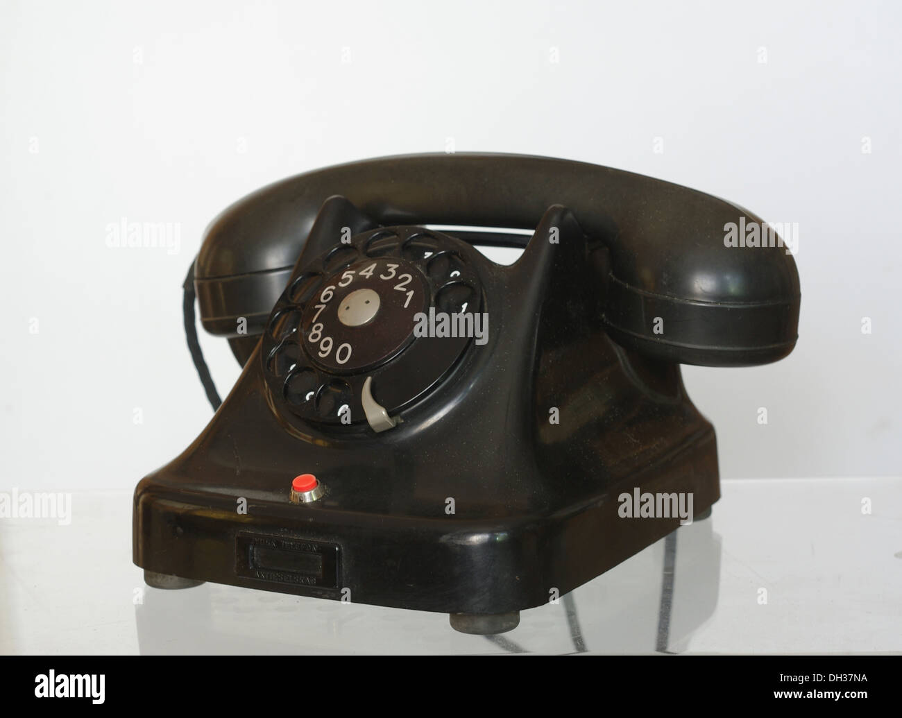 old black telephone on white background Stock Photo