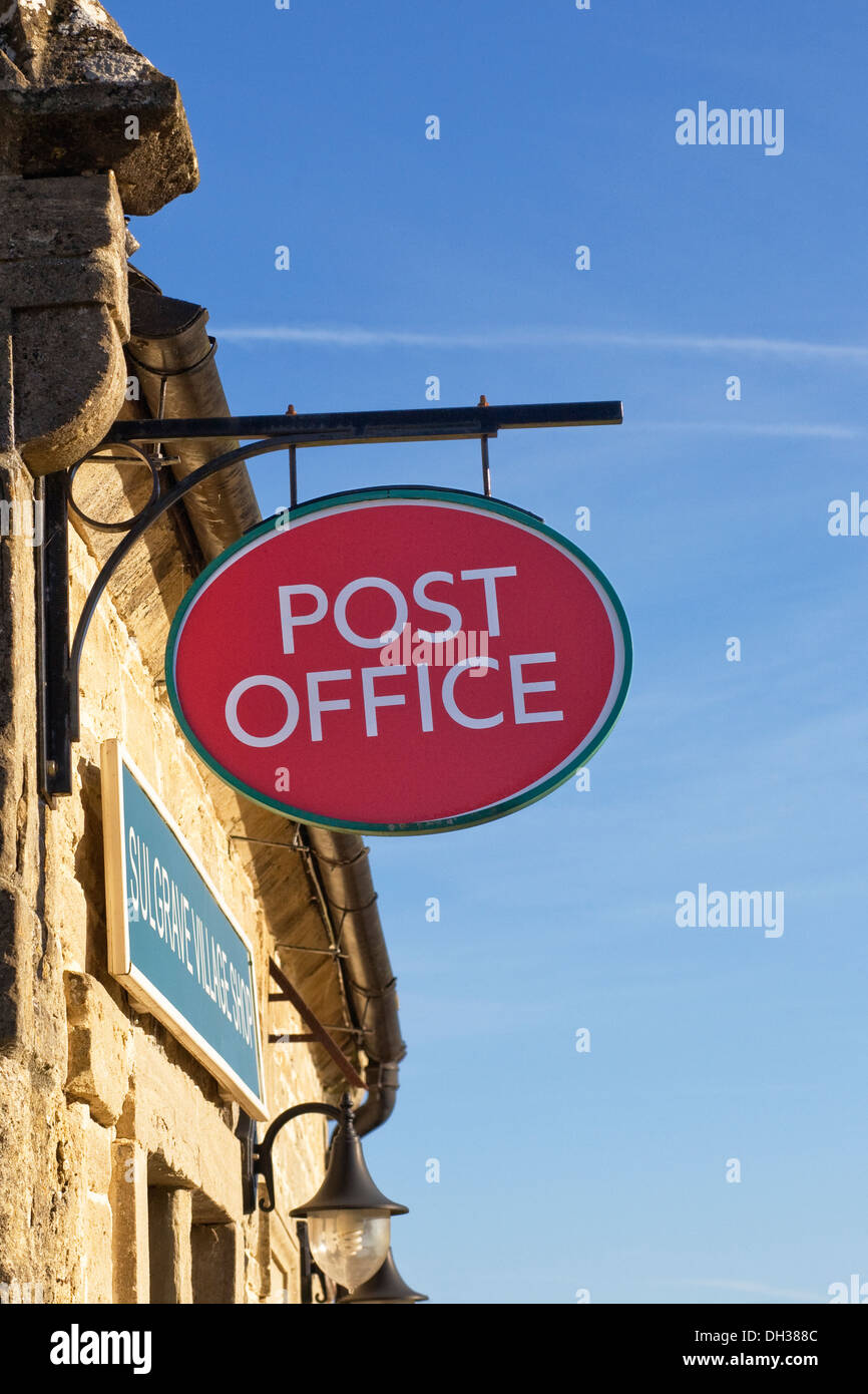Post Office sign in the village of Sulgrave, Oxfordshire. Stock Photo