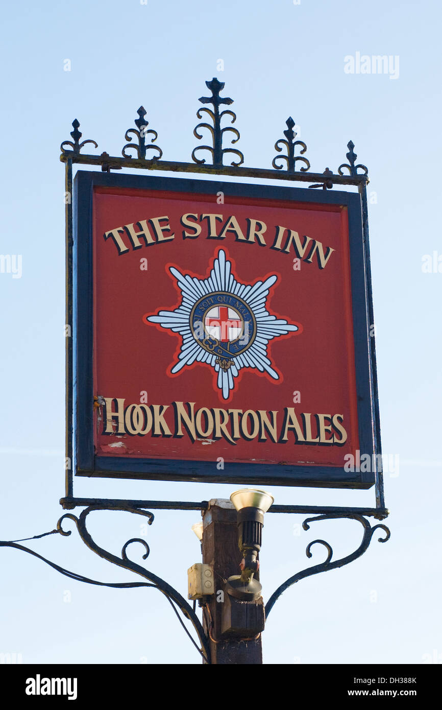 Sign for The Star Inn in Sulgrave, Oxfordshire. Stock Photo