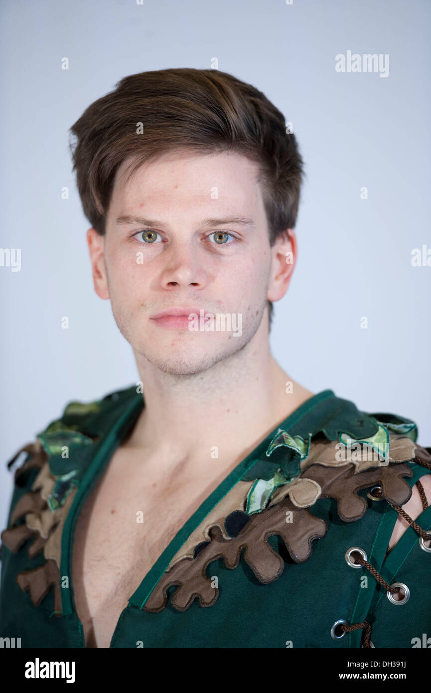 Swansea, Wales, UK. 30th October 2013. Peter Pan Christmas pantomime photocall at Swansea Grand Theatre :  Gwydion Rhys who plays the part of Peter Pan. Credit:  Phil Rees/Alamy Live News Stock Photo