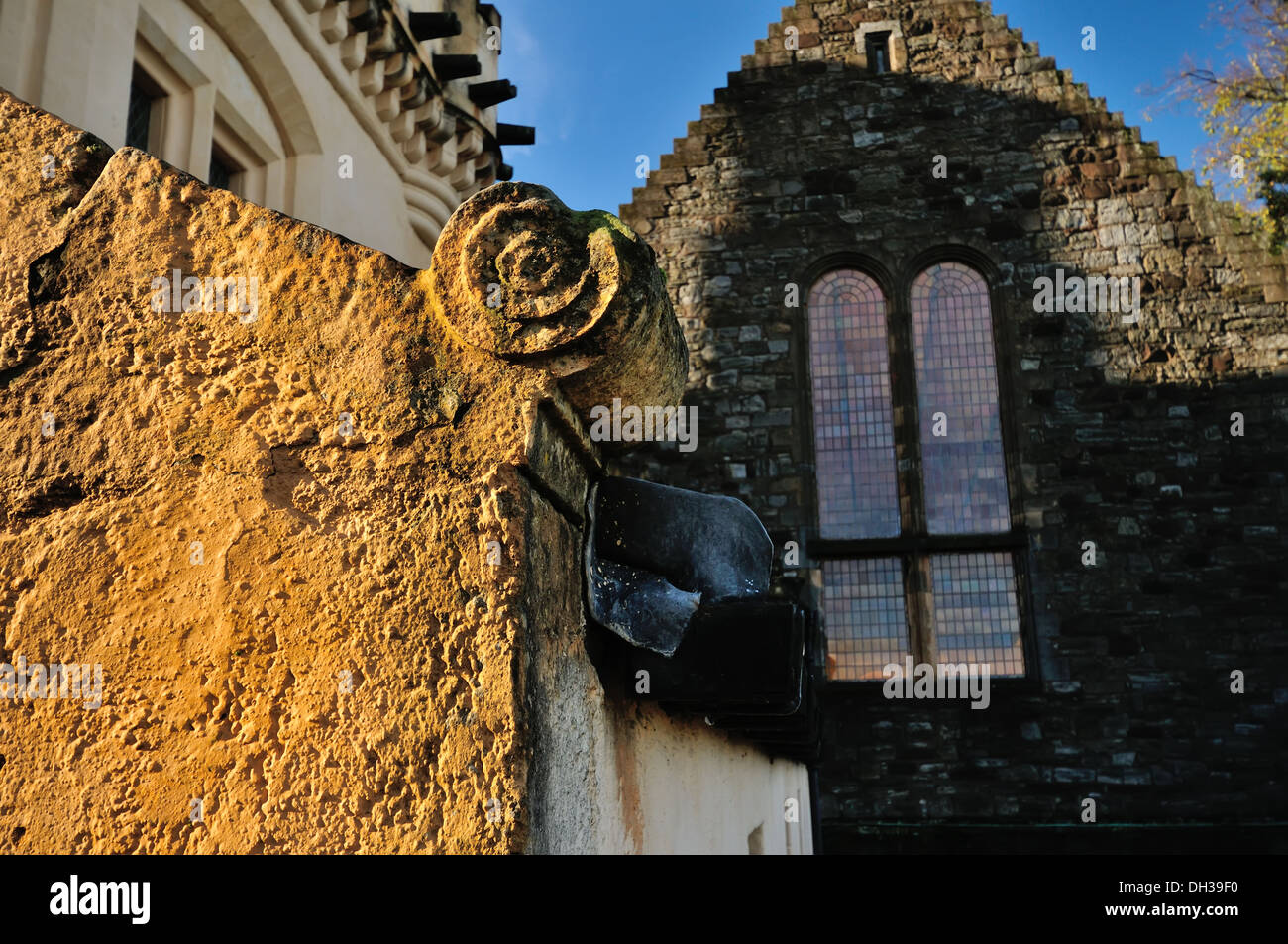 Stirling Castle with a decorative roof feature on the Great Hall's exterior Stock Photo