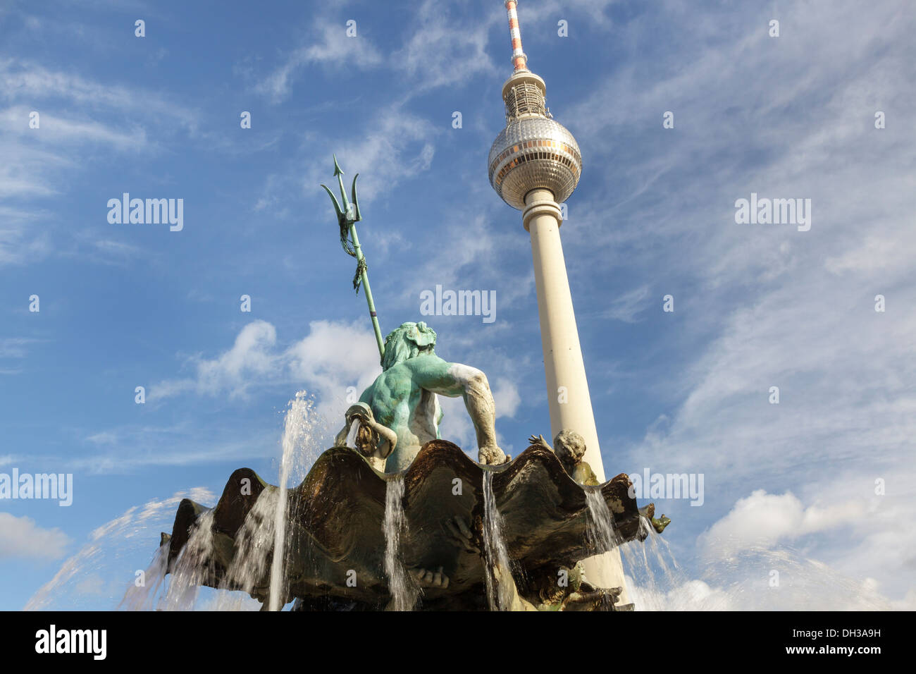Fernsehturm and Neptunbrunnen, Berlin, Germany Stock Photo