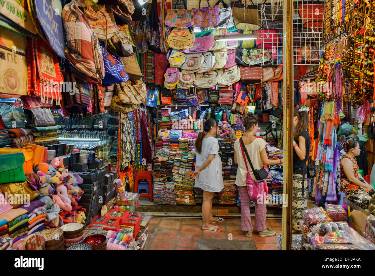 textiles in the Russian Market, Phnom Penh, Cambodia Stock Photo ...