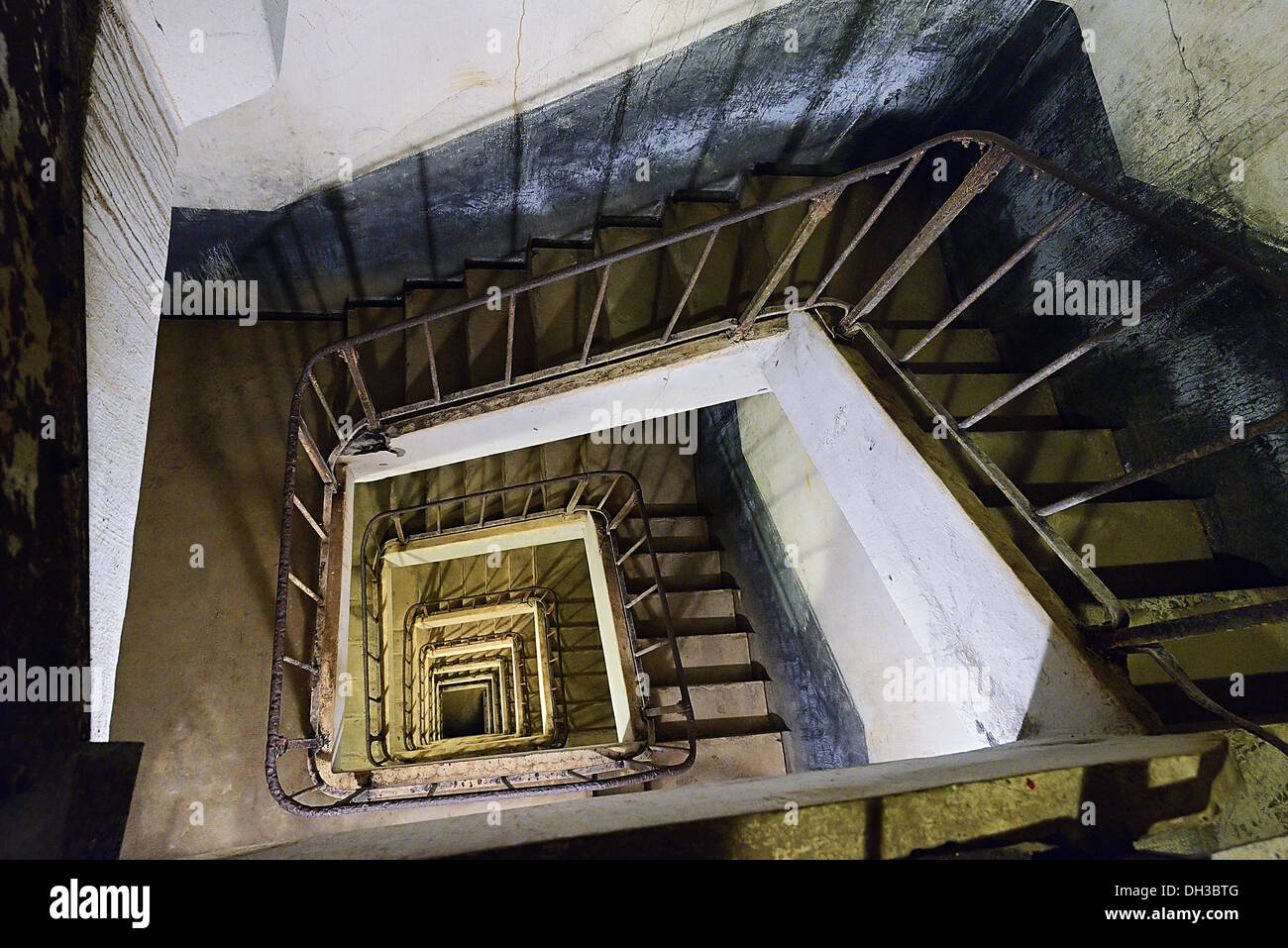 Stairs, Villy la Ferte work, Maginot line. Stock Photo
