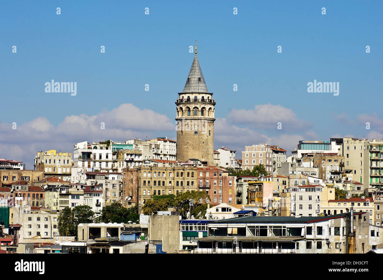 View of the Galata Tower, Beyoglu district, Istanbul, Turkey, Middle East Stock Photo