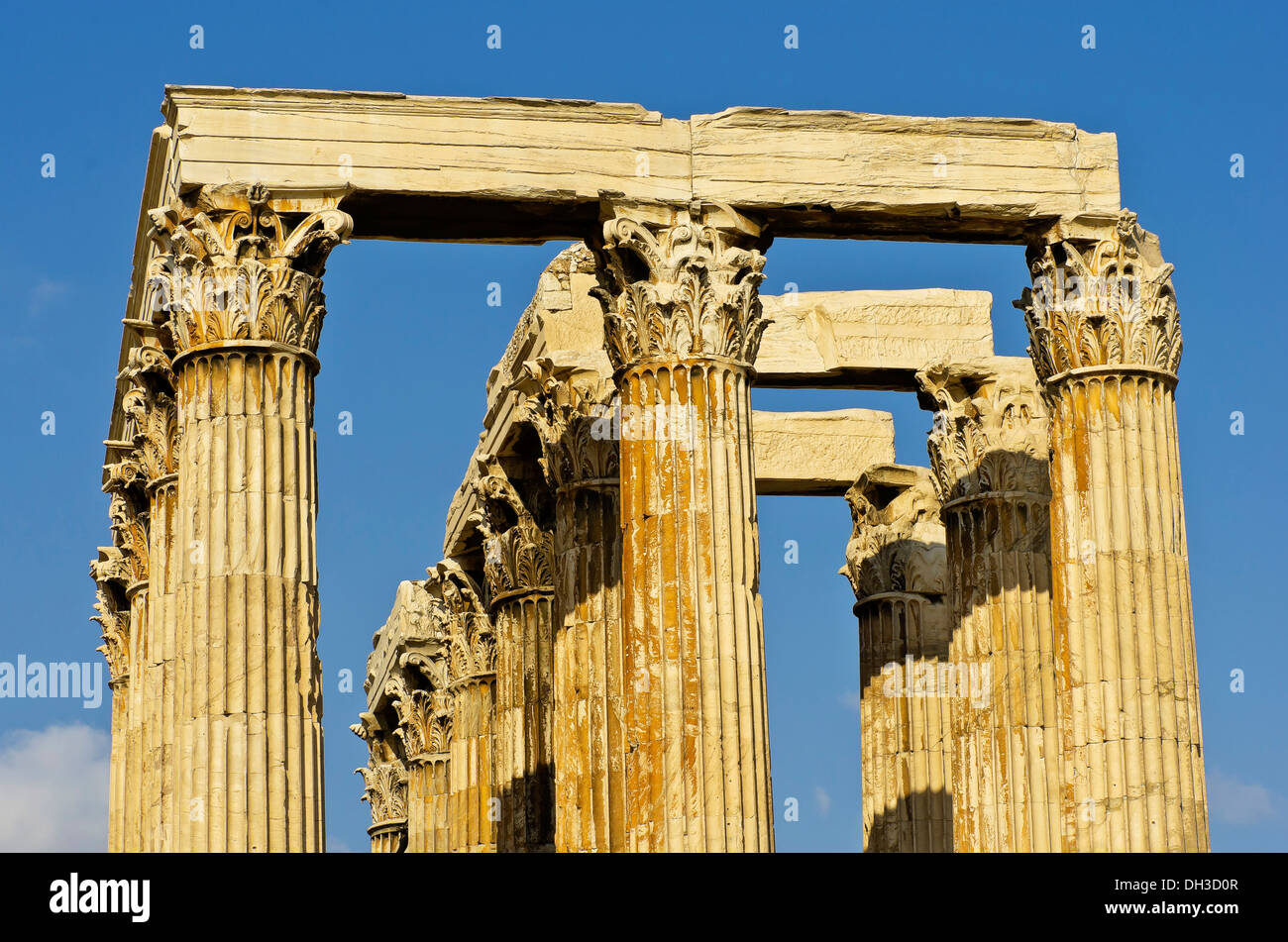 View of the columns of the Temple of Olympian Zeus, Olympieion, Athens, Greece, Europe Stock Photo
