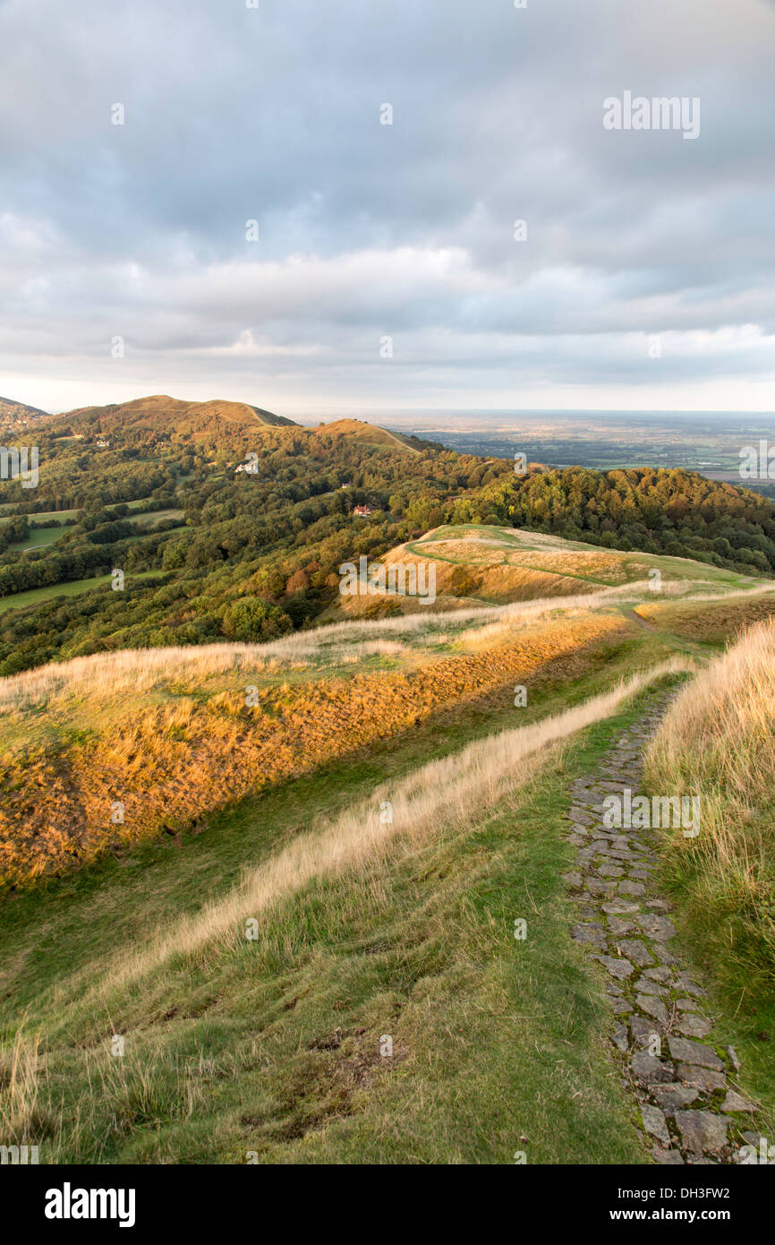 The Malvern Hills ridge from the earthworks of the Herefordshire Beacon ...