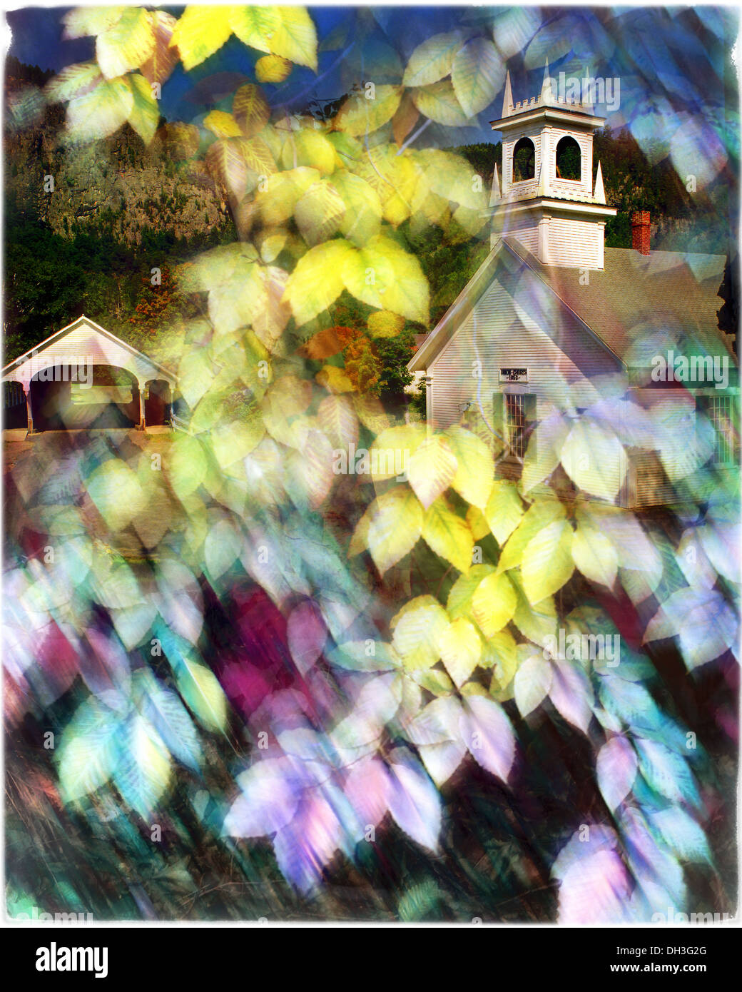 USA - NEW HAMPSHIRE: Union Church at Stark (Digital Art) Stock Photo