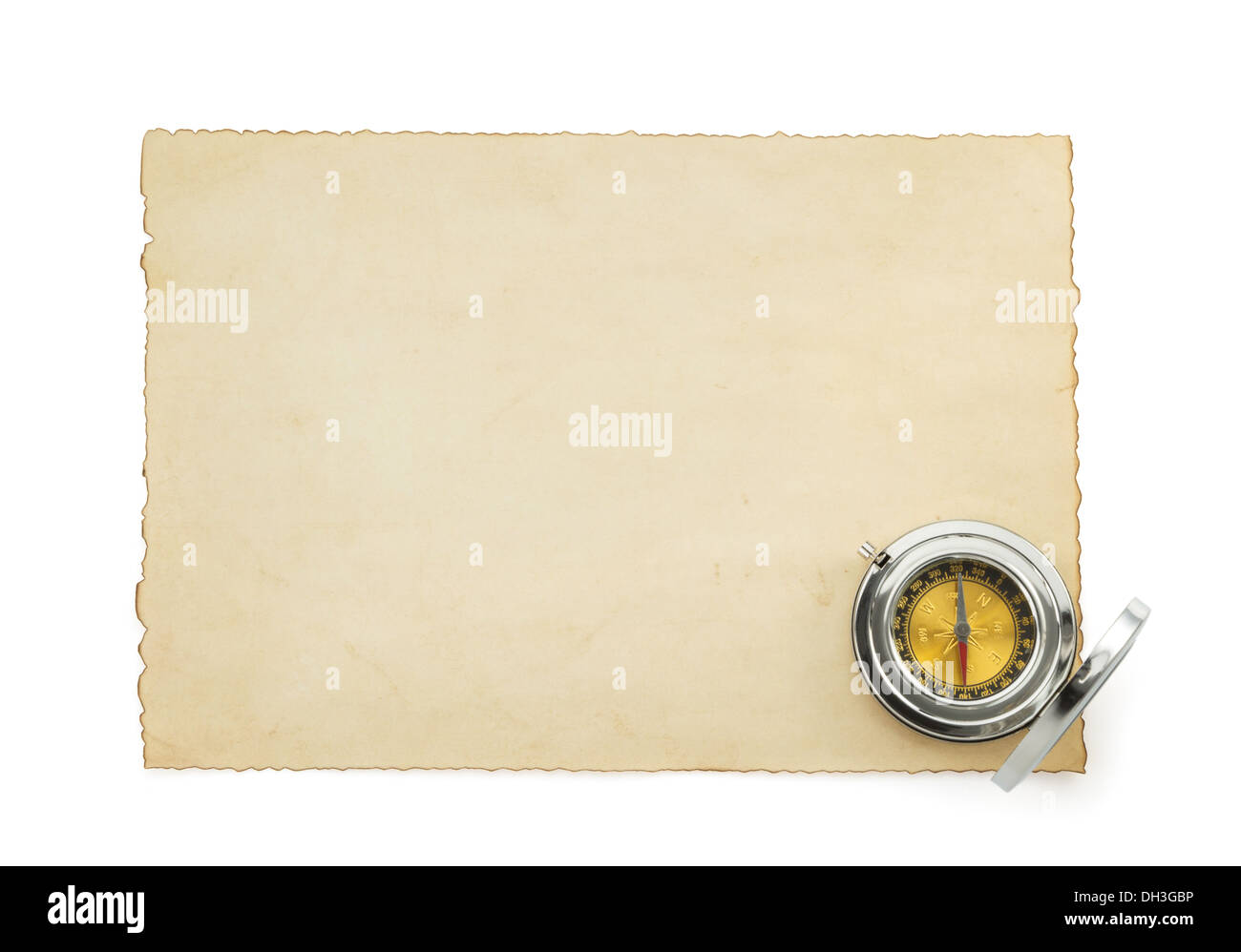 aged paper isolated on white background Stock Photo