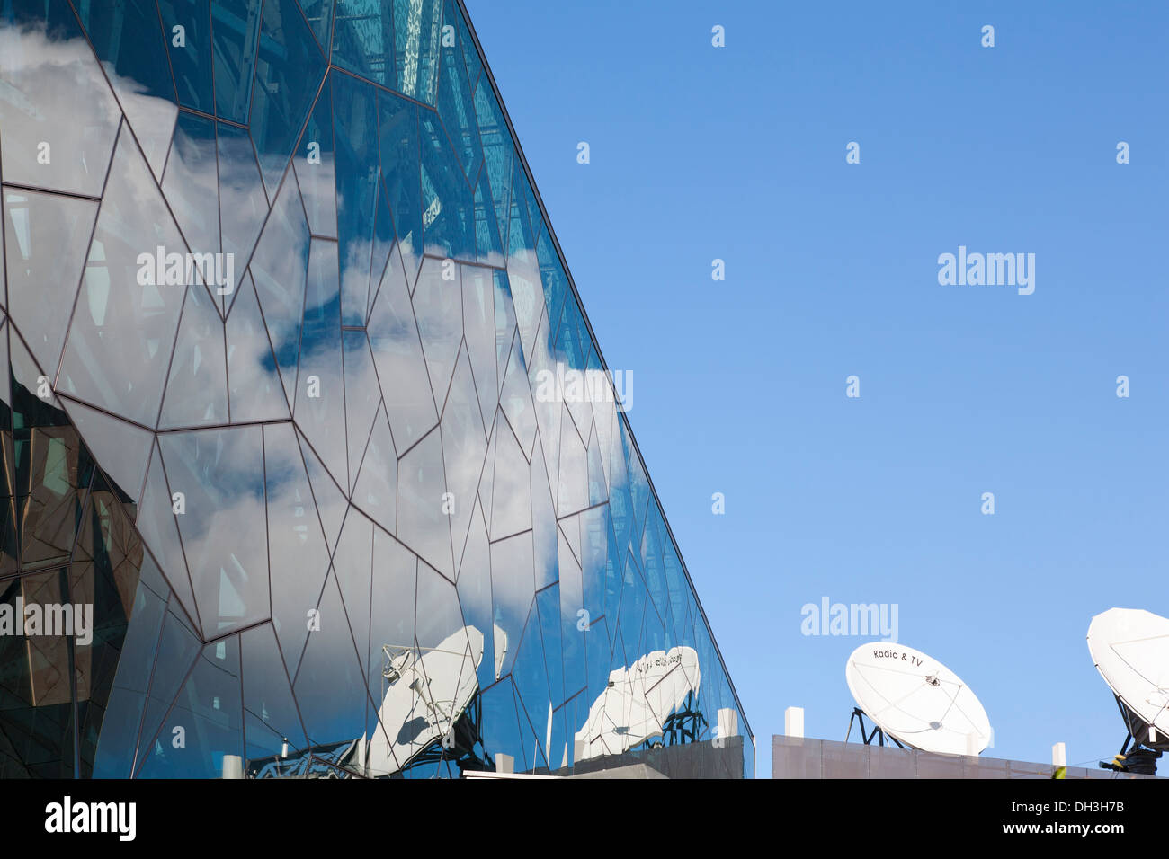 Satellite dishes. Federation Square. Melbourne, Victoria. Australia