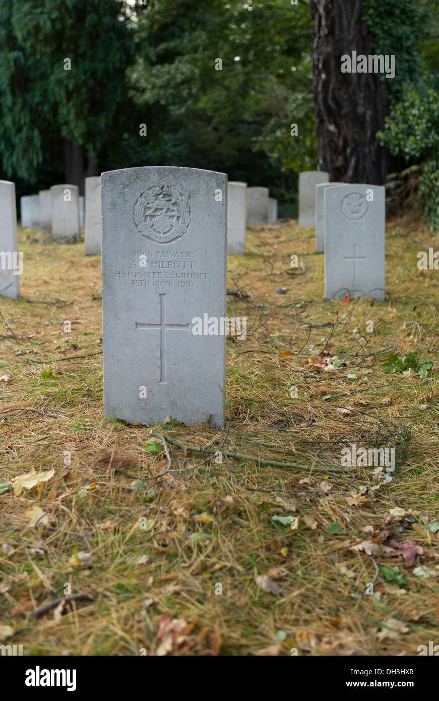 Netley Victoria Hospital  cemetery graves of the WW1 service men and women Stock Photo