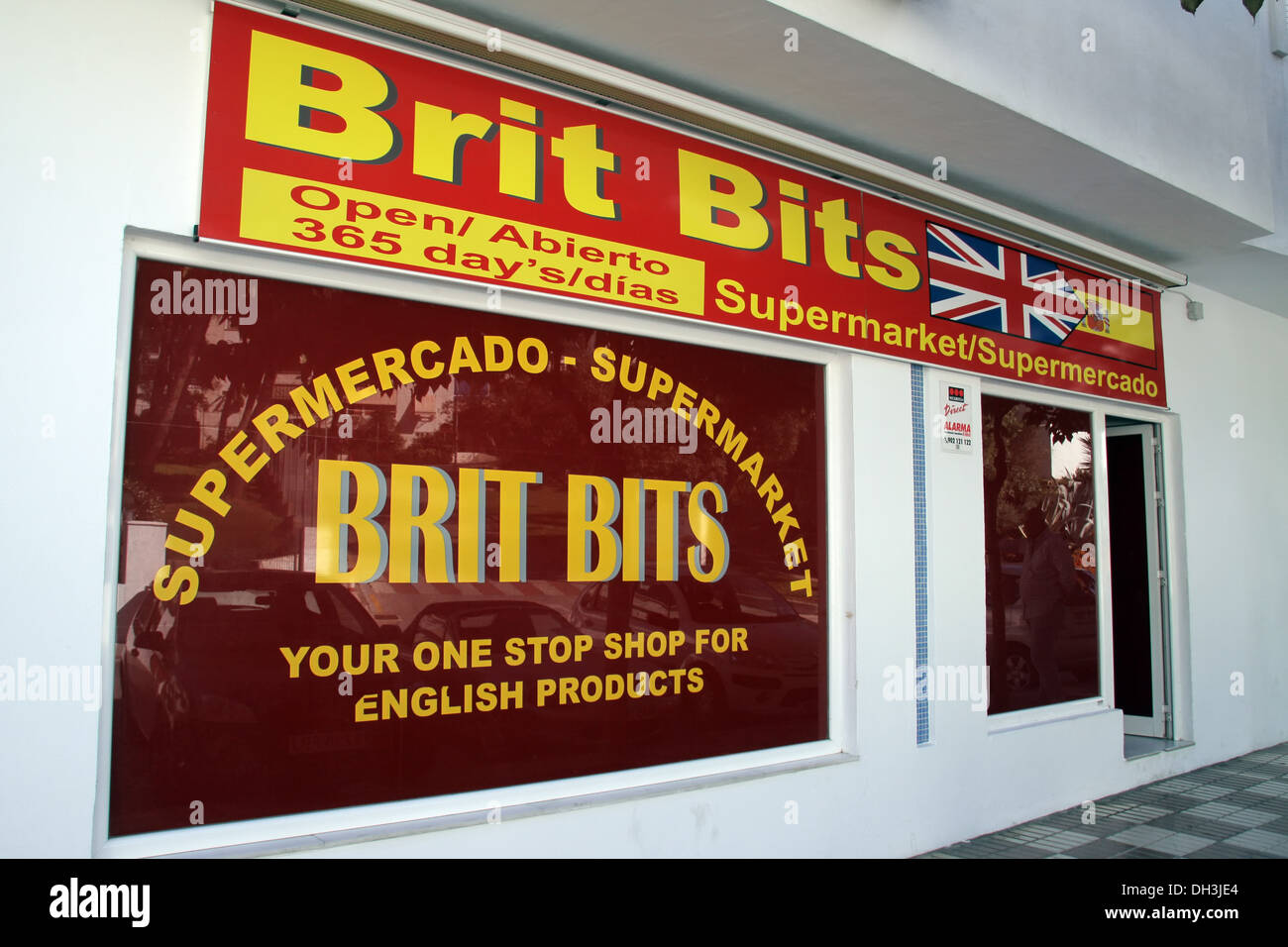 'Brit Bits' British shop in Andalusia, Spain. Stock Photo