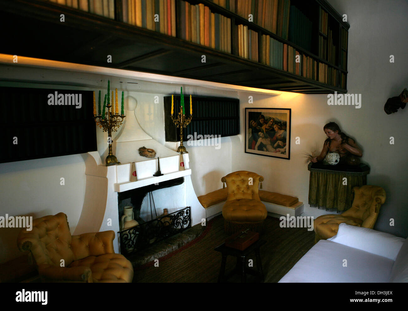 Library of Salvador Dali's villa in Portlligat, Catalonia, Spain, Europe Stock Photo