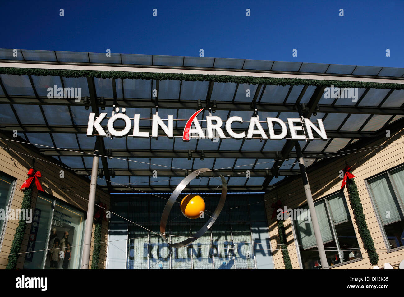 Logo of 'Koeln-Arcaden' shopping centre, main entrance, Cologne-Kalk, North Rhine-Westphalia Stock Photo