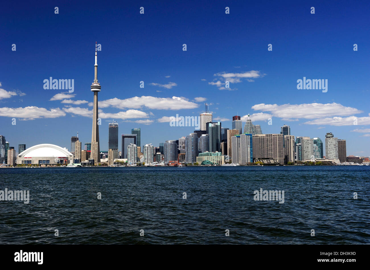 Skyline with Lake Ontario in the forefront, Toronto, Ontario, Canada Stock Photo