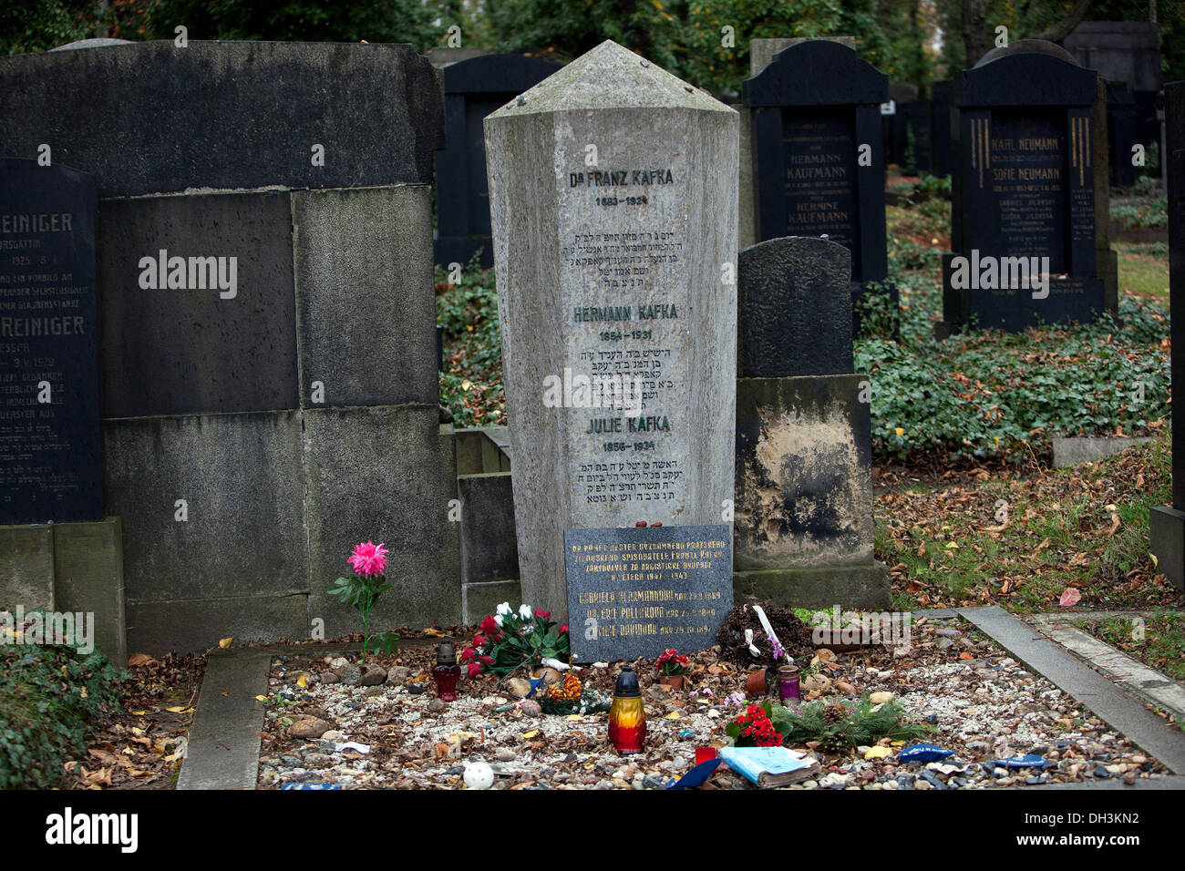Grave of Franz Kafka at the New Jewish Cemetery, Olsany, Zizkov, Prague, Czech Republic Stock Photo