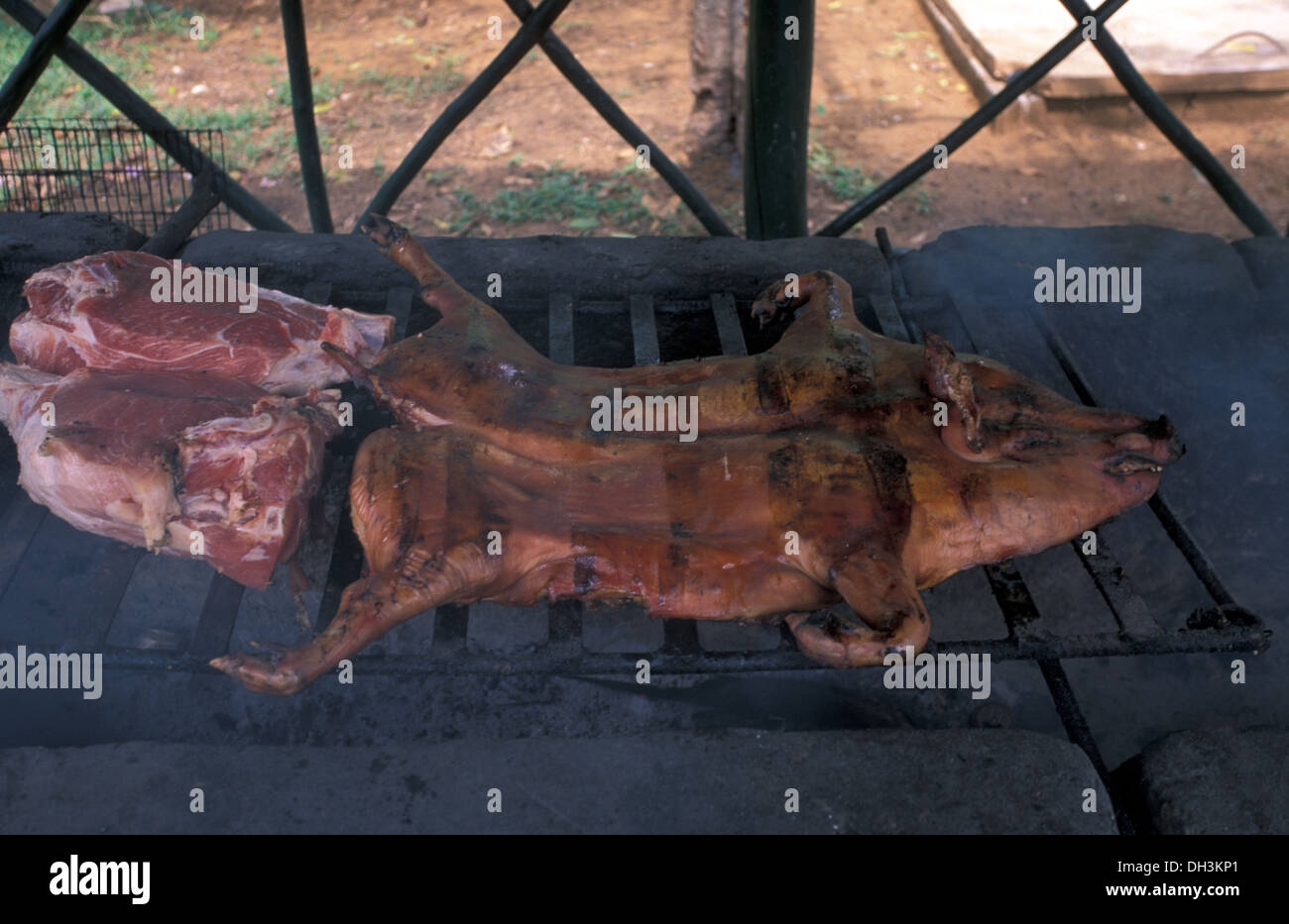 Pig and beef barbecue in Las Terrazas, Pinar del Rio, Stock Photo