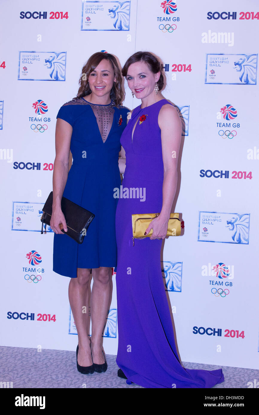 London, UK. 30th Nov, 2013. Jessica Ennis-Hill (left) &amp; Victoria Pendleton (right) arrive at the British Olympic Ball at the The Dorchester Hotel, Park Lane. Credit:  Action Plus Sports/Alamy Live News Stock Photo
