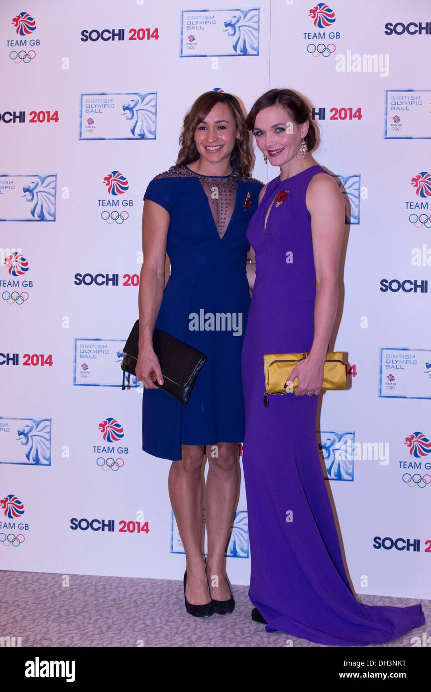 London, UK. 30th Nov, 2013. Jessica Ennis-Hill (left) &amp; Victoria Pendleton (right) arrive at the British Olympic Ball at the The Dorchester Hotel, Park Lane. Credit:  Action Plus Sports/Alamy Live News Stock Photo