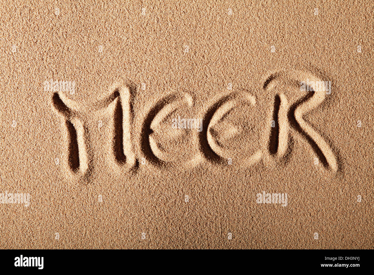 Writing in the sand meer or sea stock photo alamy